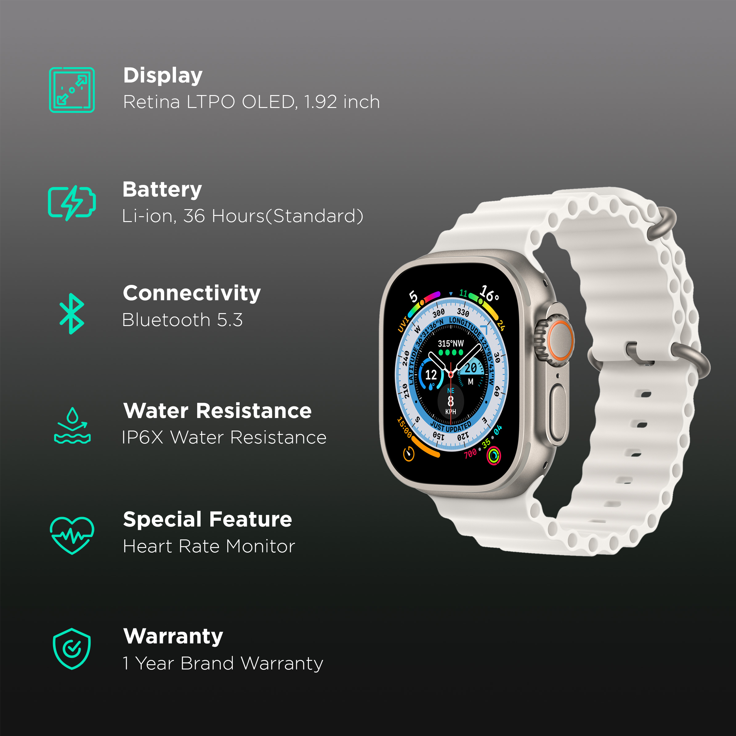 Buy Apple Watch Ultra GPS + Cellular with White Ocean Band (49mm Retina